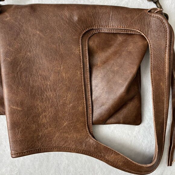 La Rue Leather Shoulder Bag Brown Boho Y2K Unique Crossbody Shoulder Bag - Picture 2 of 10